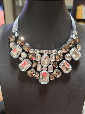 Faux Crystal Bib Statement Necklace